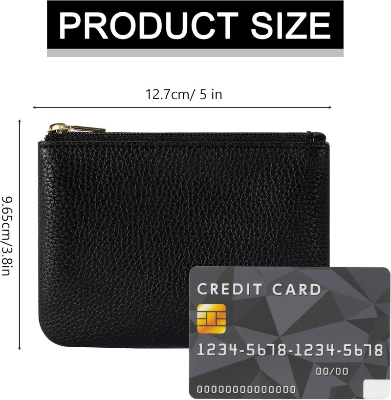 Chelmon PU Leather Coin Purse Pouch Change Holder Small With Zipper for Men Women 2 PCS Set (Black&Black) - Image 5